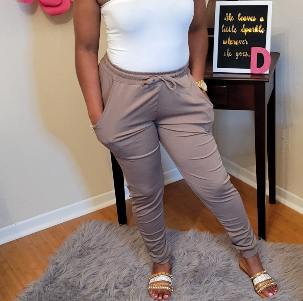 Taupe drawstring pants